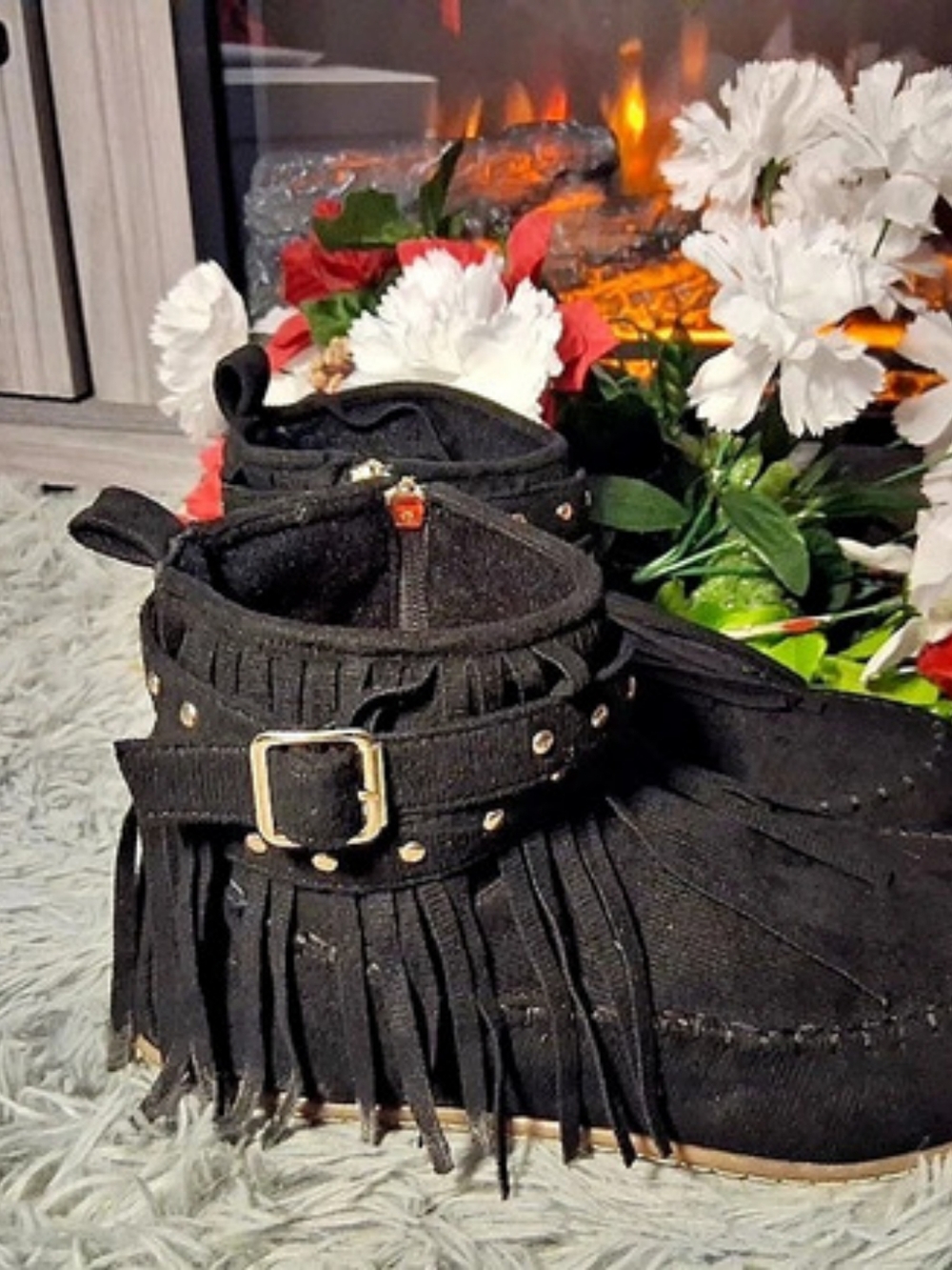 Black Fringe Ankle Boots - Picture 5 of 5